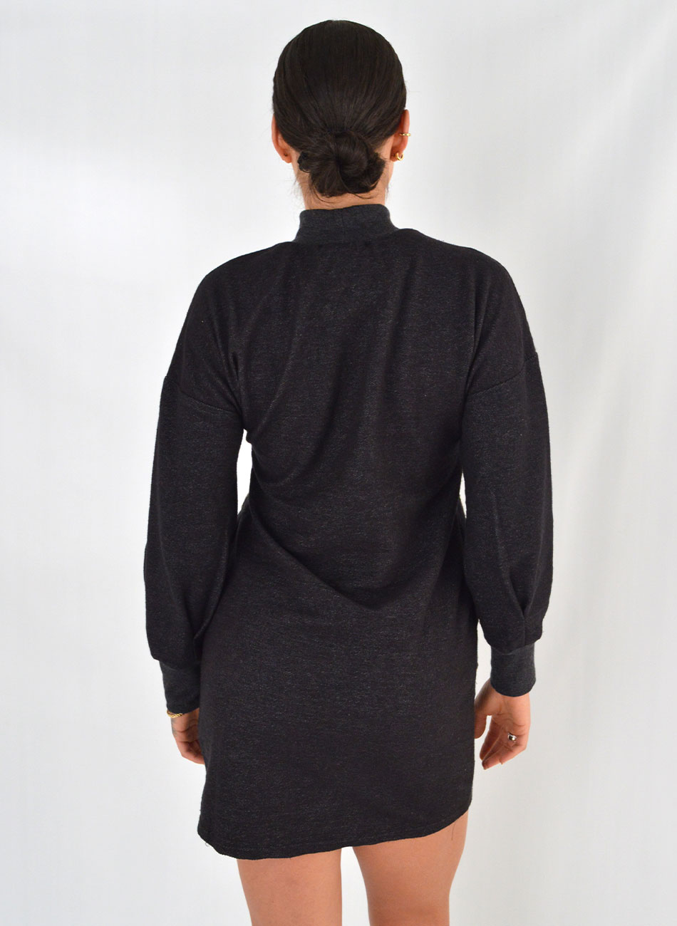 Vestido Curto Em Moletinho Preto Haes - Foto 3