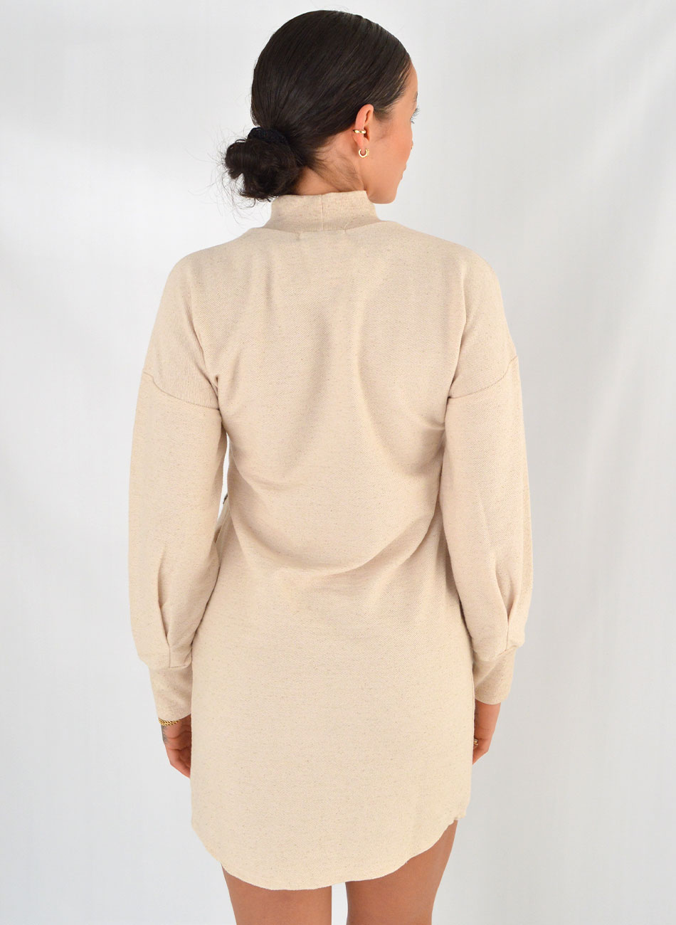 Vestido Curto Em Moletinho Cor Natural Haes - Foto 4