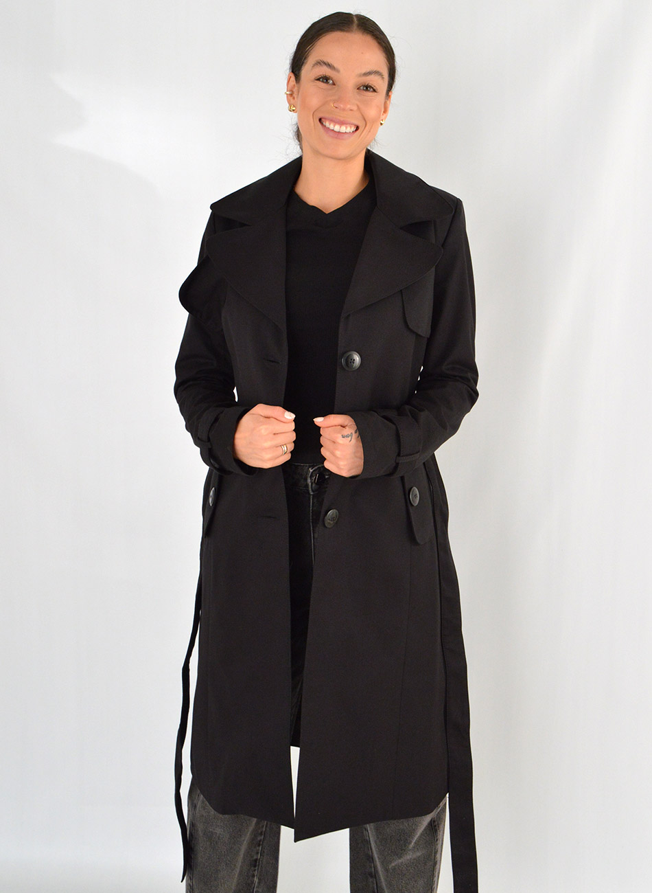 Trench Coat Preta Trappiche  - Foto 1