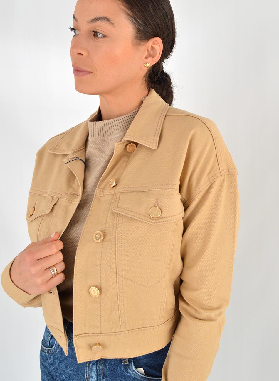 Jaqueta Trucker Areia Flor De Lis - Foto 3