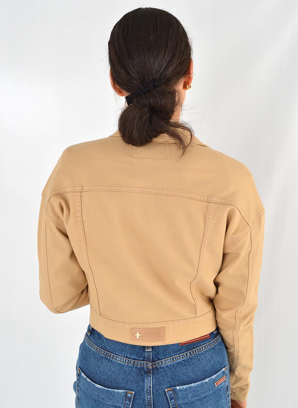 Jaqueta Trucker Areia Flor De Lis - Foto 4