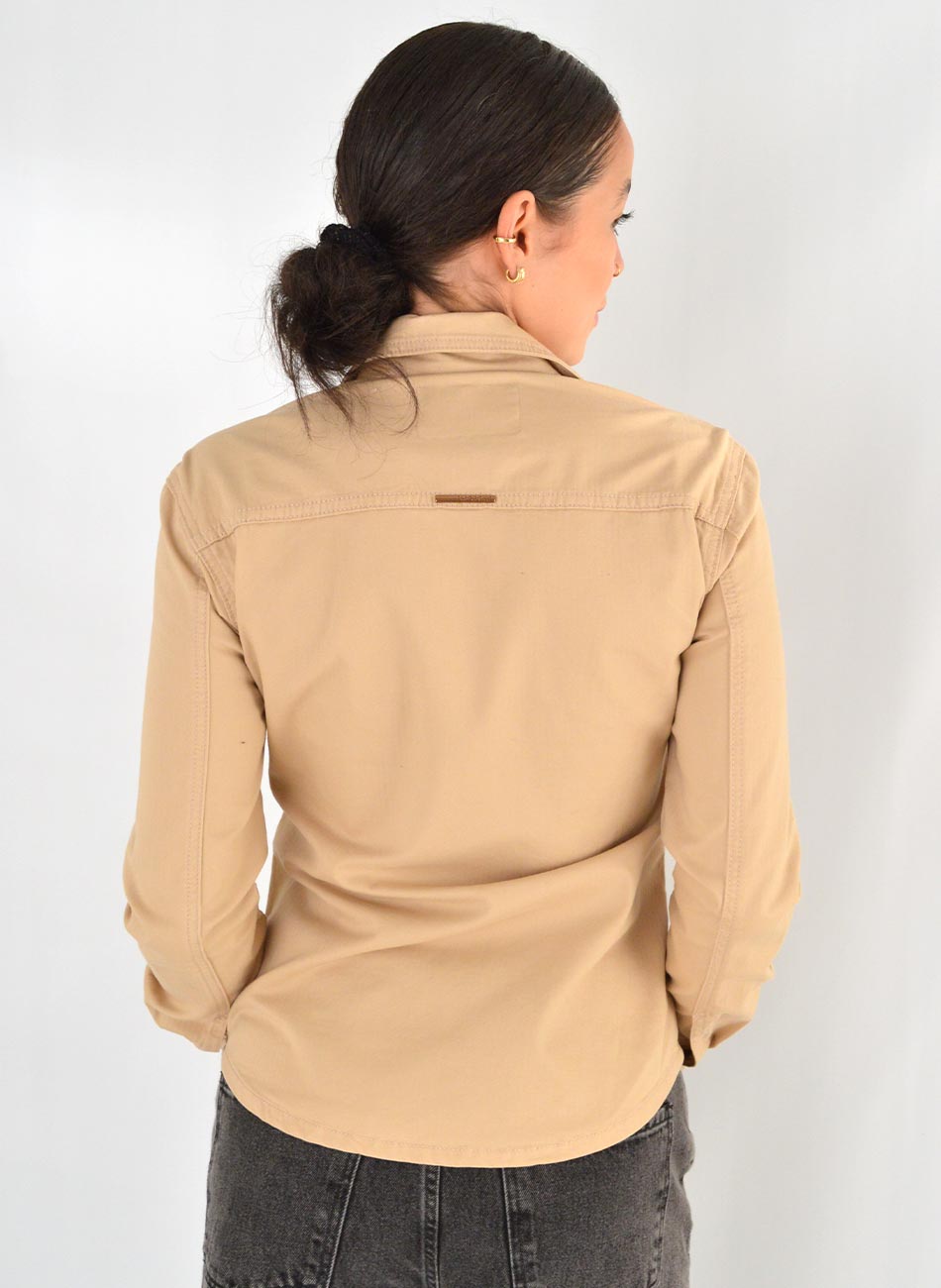 Camisa de Sarja Cor Areia Flor de Lis - Foto 3