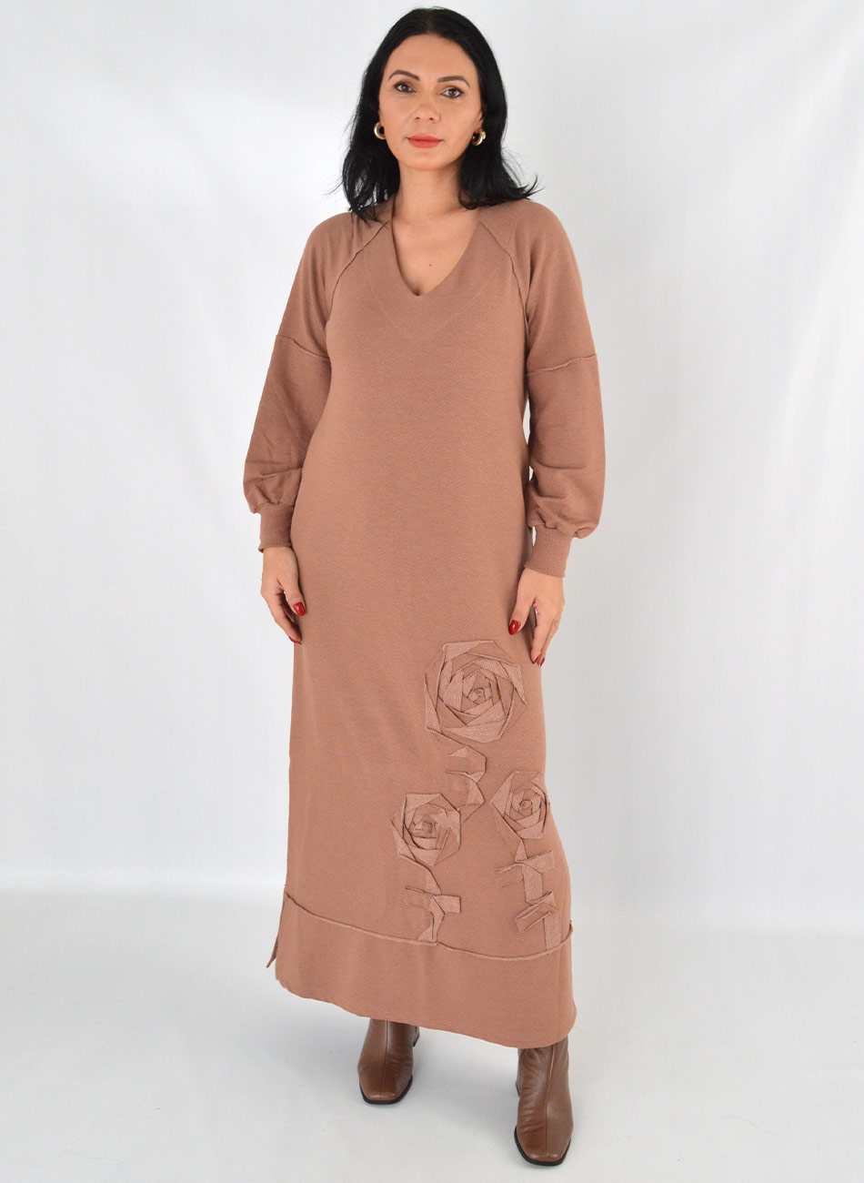Vestido Longo Em Moletinho Mocca Haes - Foto 1