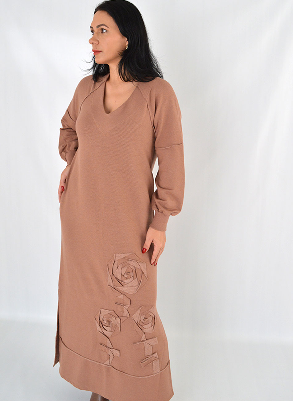 Vestido Longo Em Moletinho Mocca Haes - Foto 2