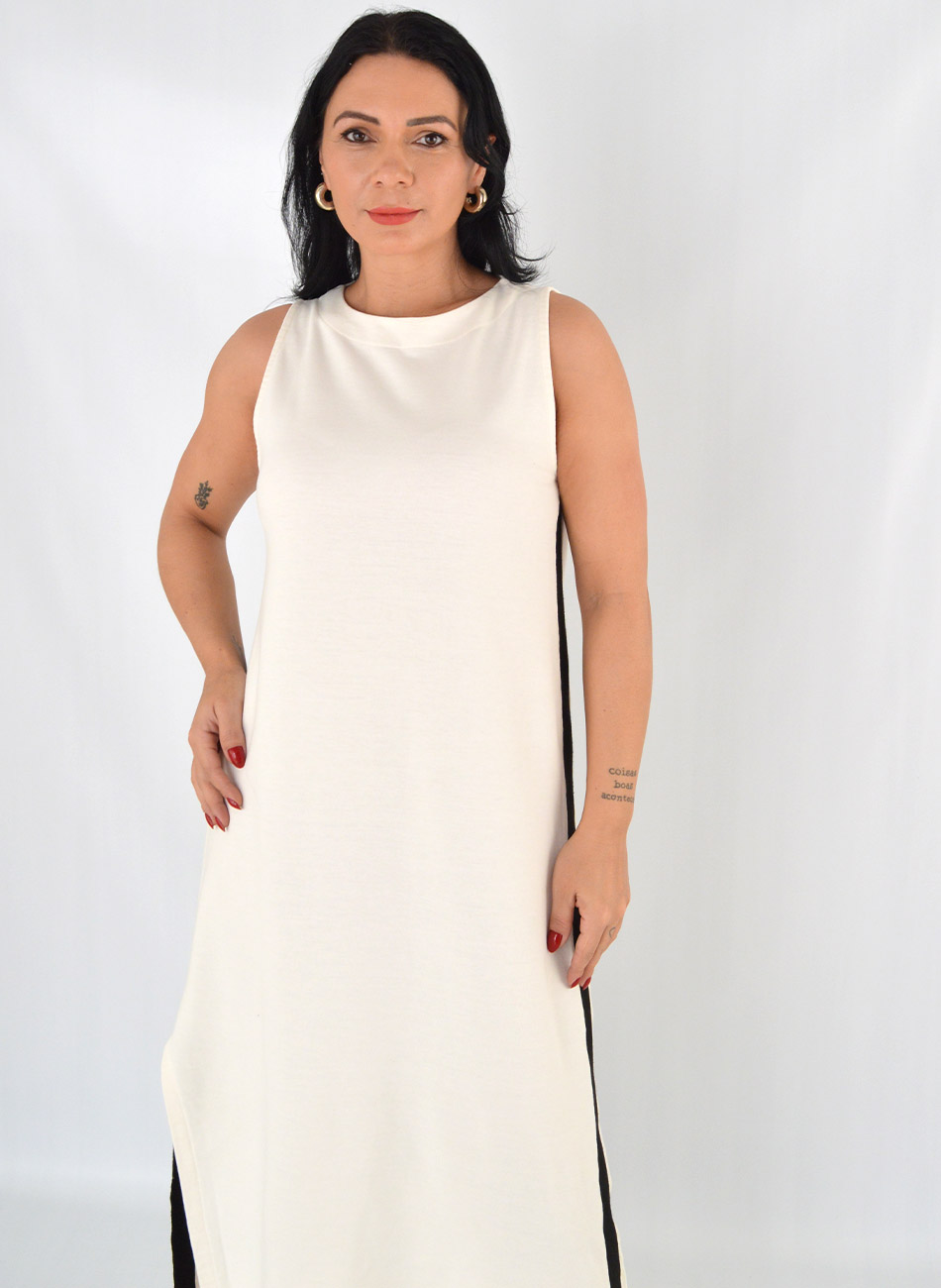 Vestido Midi Moletinho Off White Canto - Foto 2