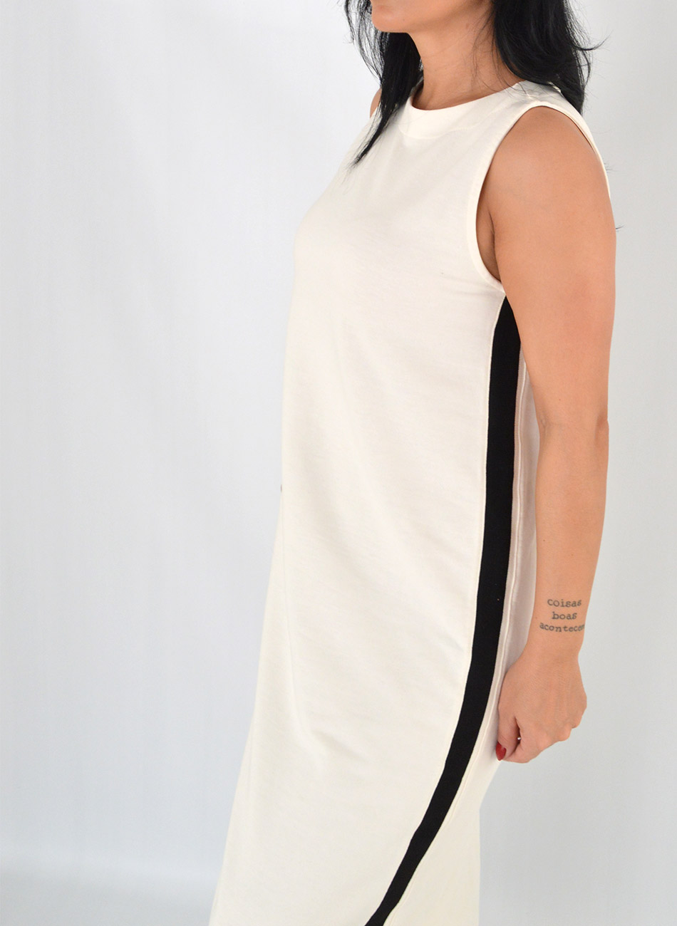 Vestido Midi Moletinho Off White Canto - Foto 3