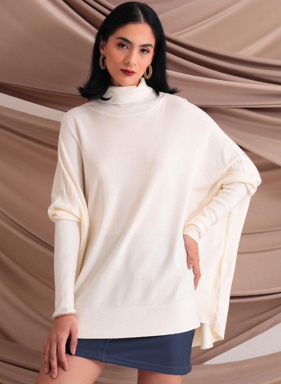 Blusa Creme Ampla Tricot De Fio de Cachemir Susan Zheng - Pole Modas