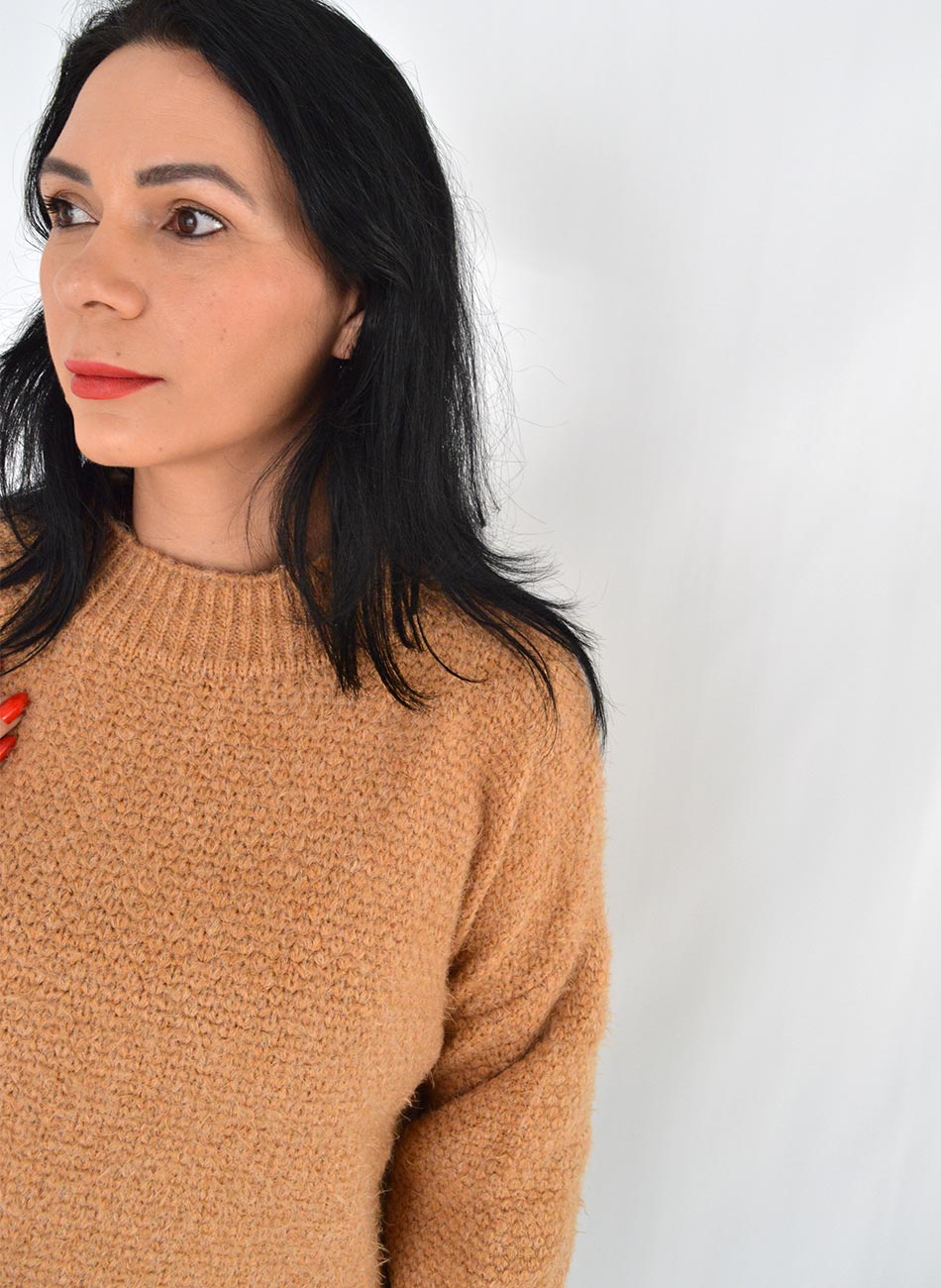 Blusa em Tricot Cor Caramelo Malhas Gida  - Foto 2