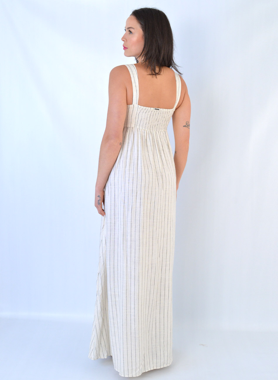 Vestido Longo Listrado Flor de lis - Pole Modas