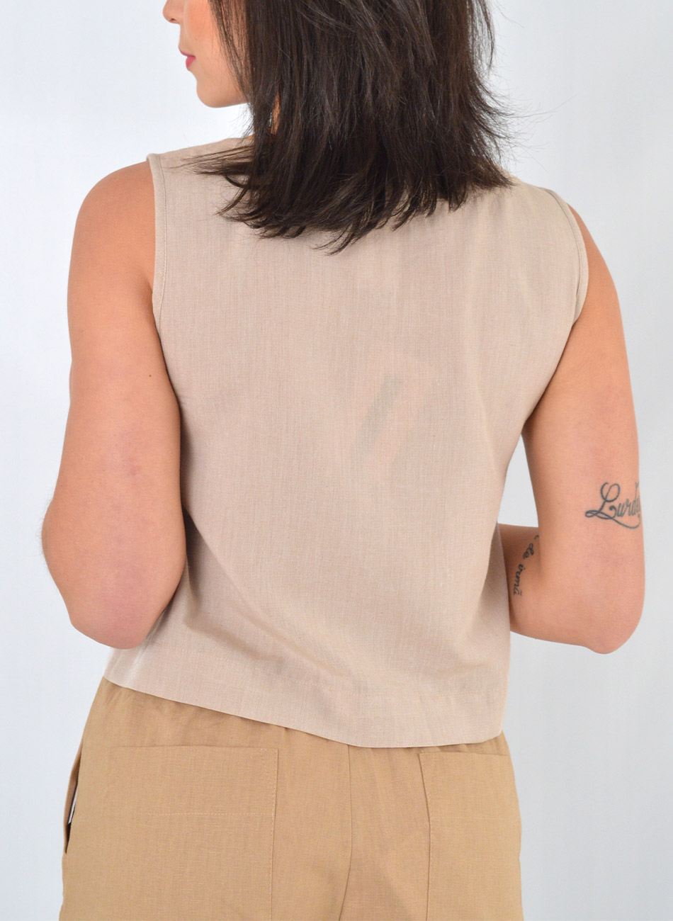 Blusa Regata Bege Gatos e Atos - Foto 2