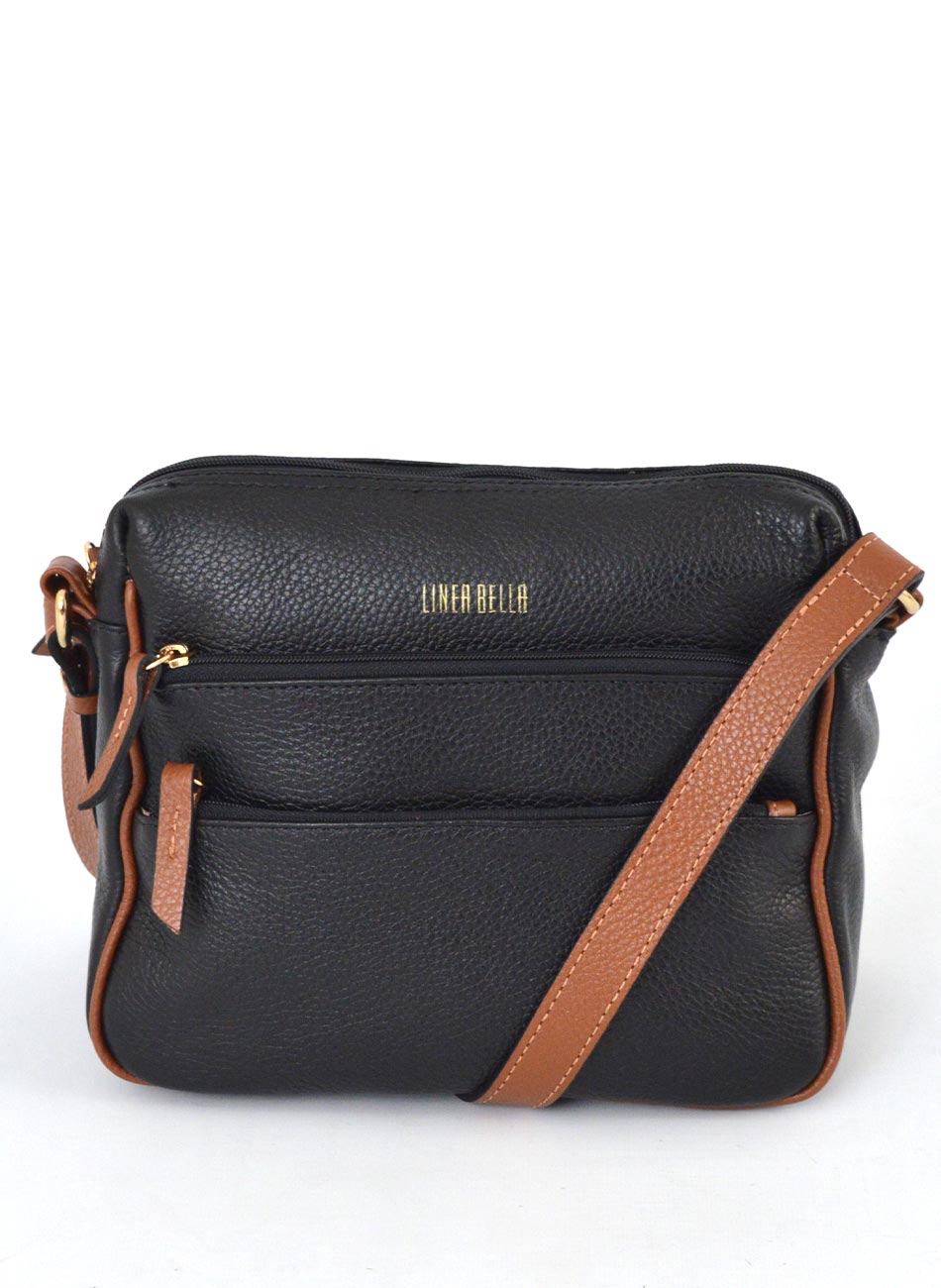 Bolsa Couro M�dia Cor Preto Linea Bella - Foto 1