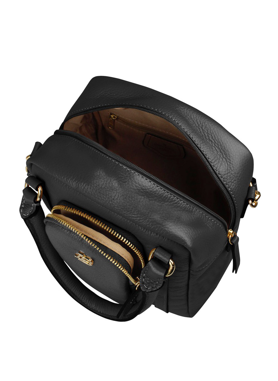 Bolsa Couro M�dia Preto Linea Bella - Foto 3