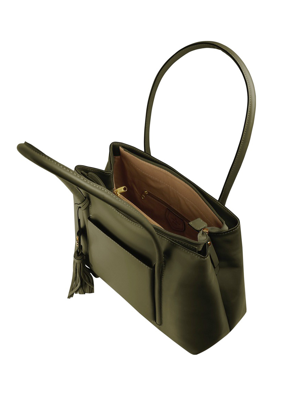 Bolsa Couro Cor Oliva Linea Bella - Foto 3