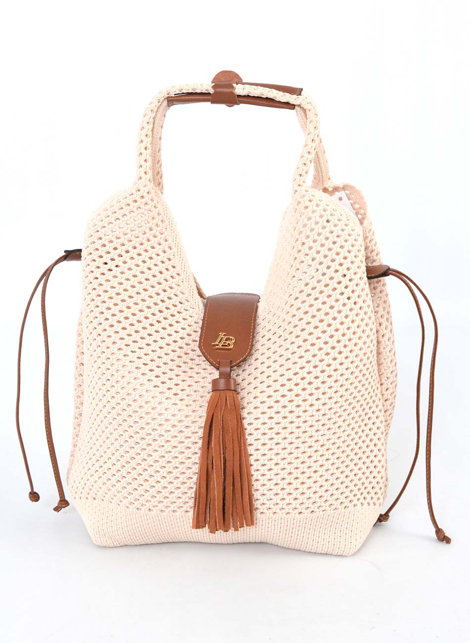 Bolsa Tricotada Cor Cru Linea Bella - Foto 1