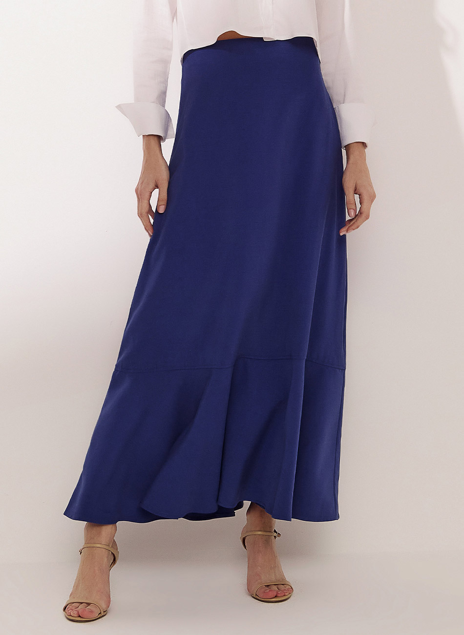 Saia Cobalto Maxi Midi Flor de Lis - Foto 1