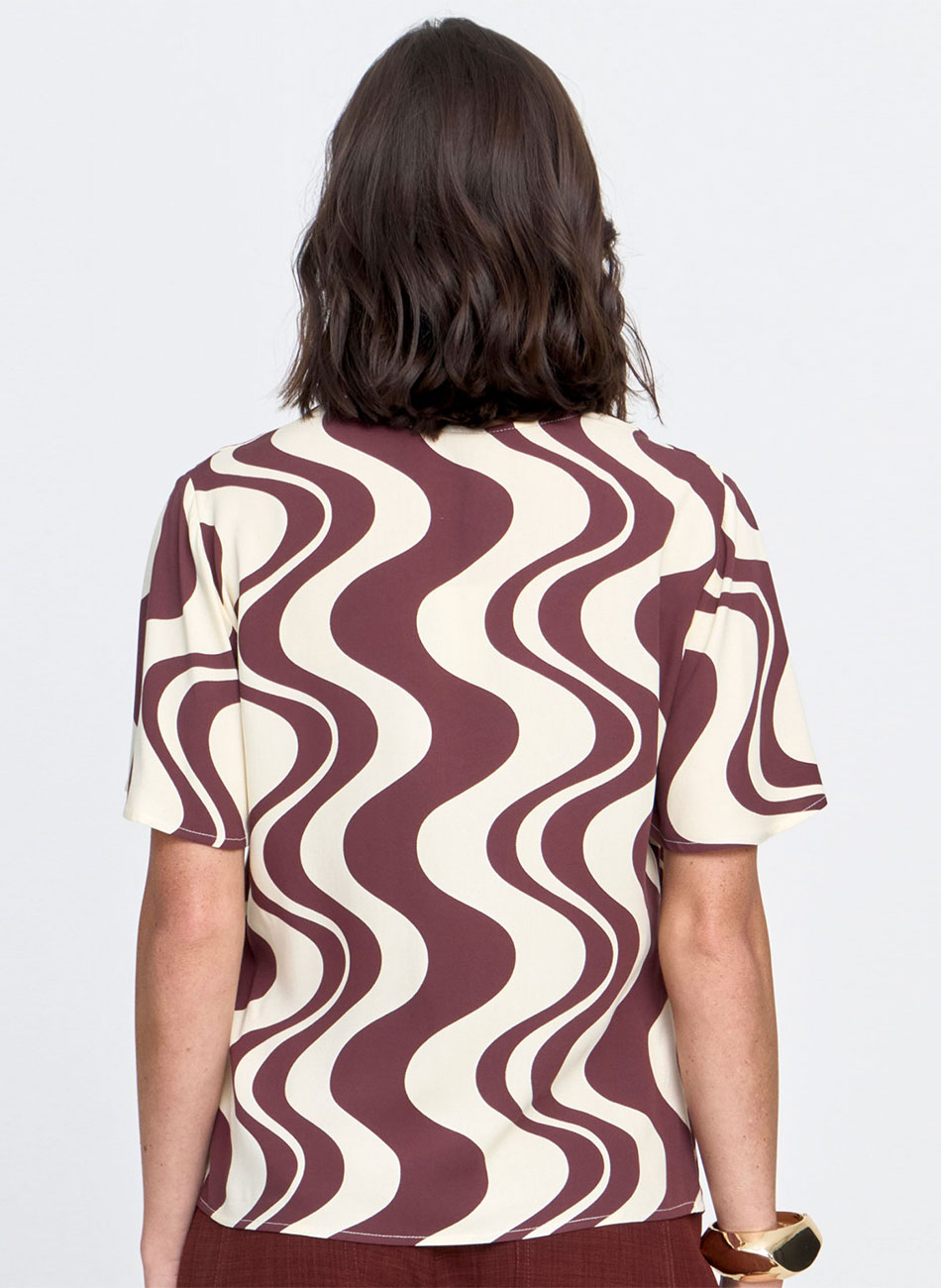 Blusa Viscocrepe Marrom Seiki - Foto 2