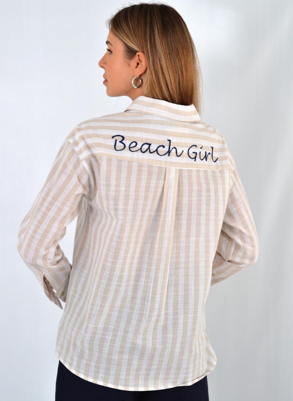 Camisa Listrada Bege Citt� - Foto 2