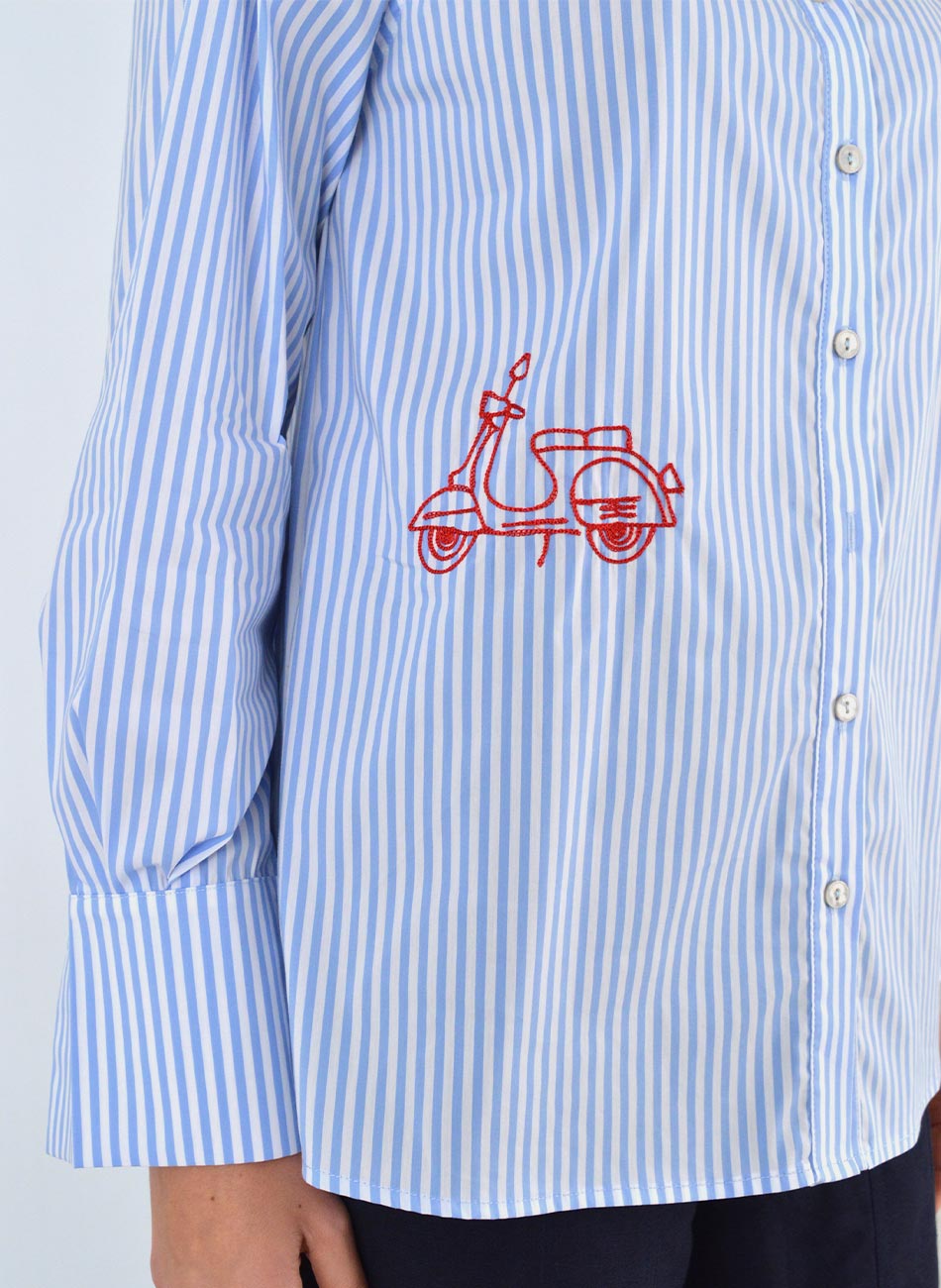 Camisa Listrada Azul Citt� - Foto 3