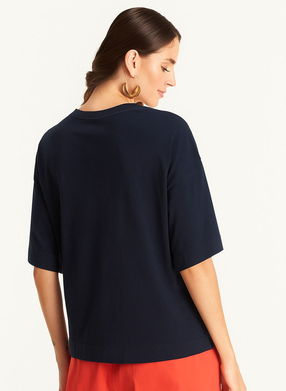 Blusa Marinho Maxi B�sica Cant�o - Foto 2