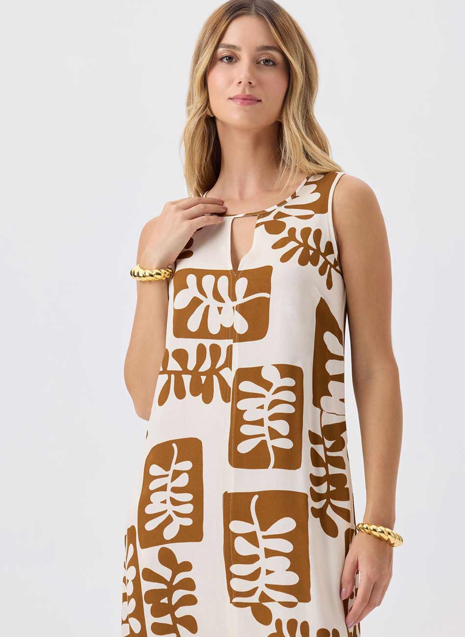 Vestido Estampa Folhas Flor de Lis - Foto 6