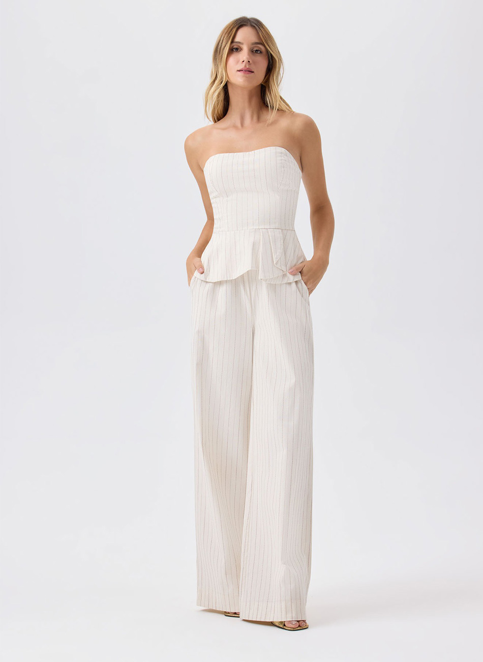 Conjunto Corset Pantalona Linho Flor de Lis - Foto 2