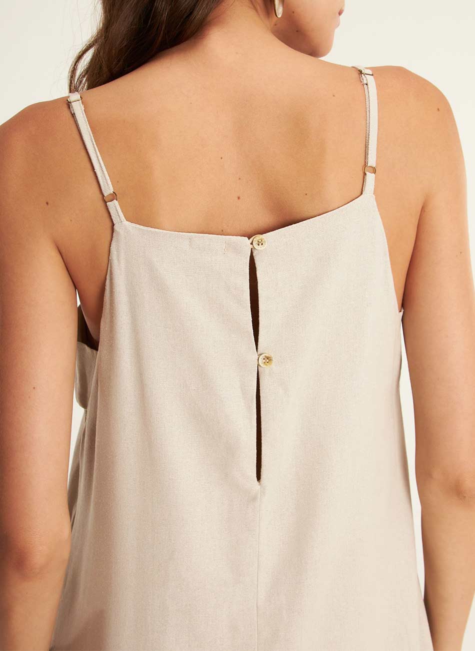 Vestido longo linho viva areia cant�o - Foto 4