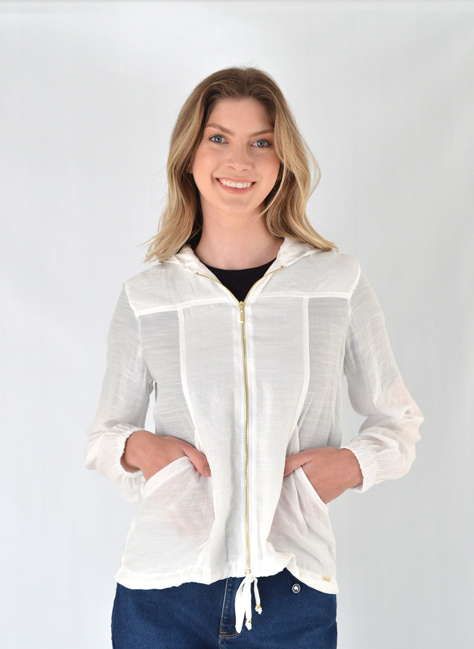 Jaqueta Crepe de Viscose Off White Declari - Foto 4