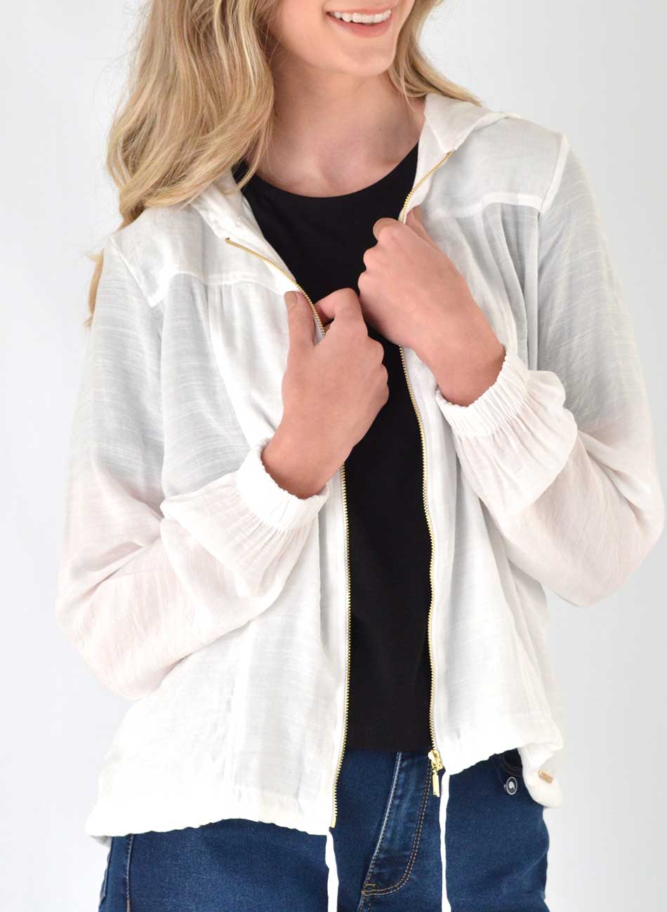 Jaqueta Crepe de Viscose Off White Declari - Foto 5