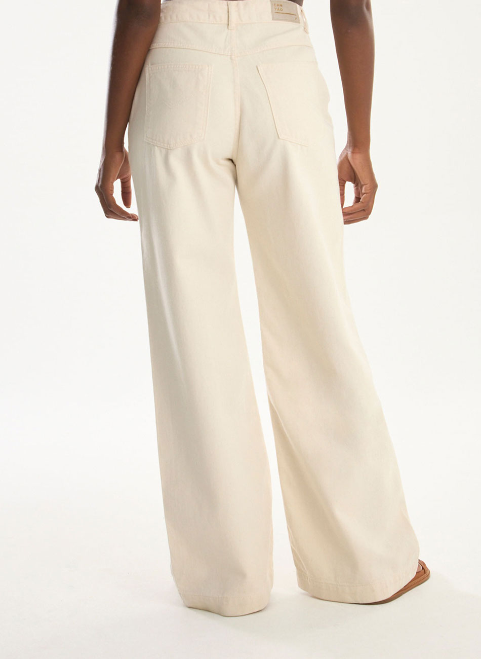 Cal�a sarja wide leg areia cant�o - Foto 3