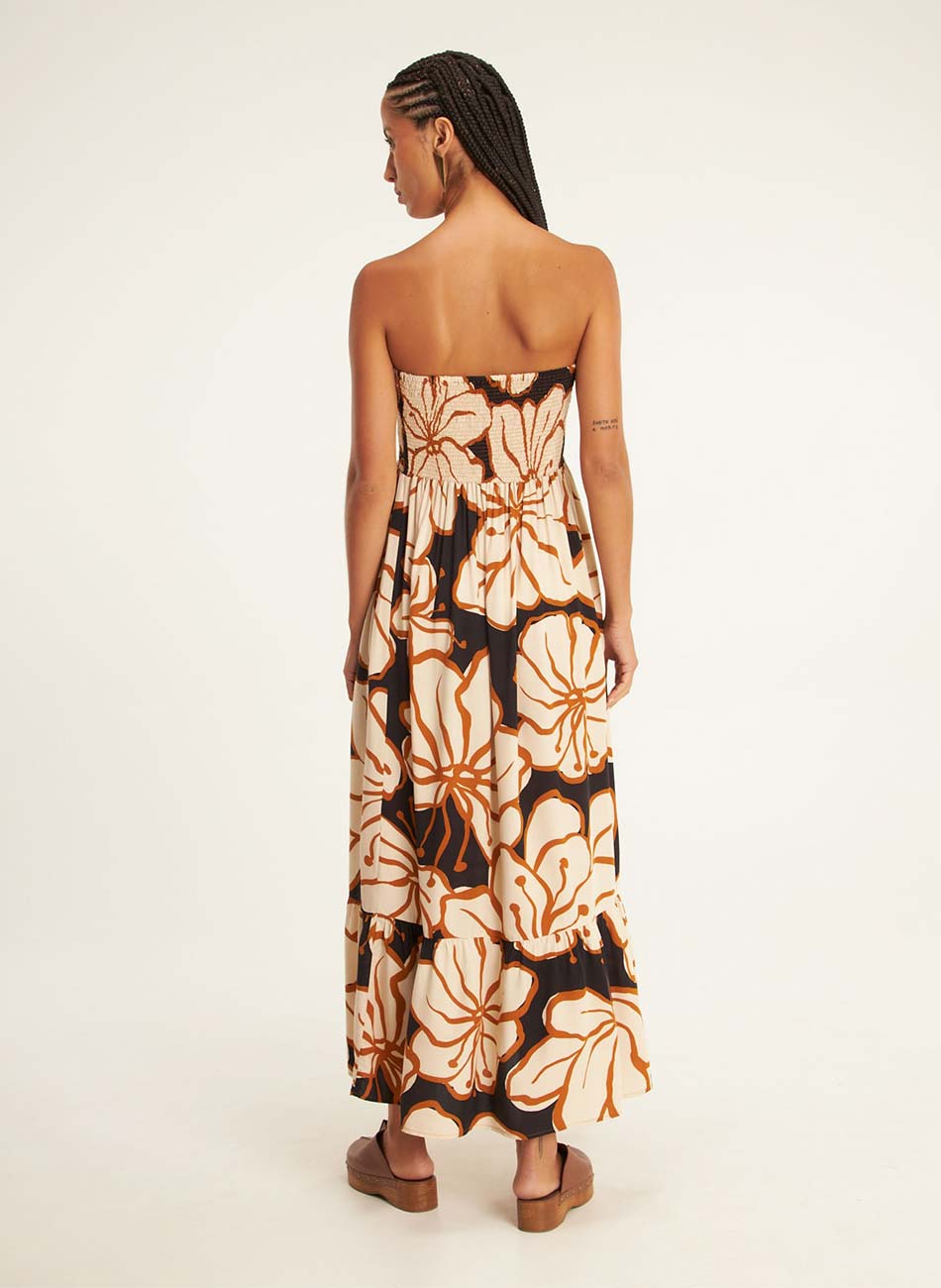 Vestido longo tomara que caia estampado espat�dea cant�o - Foto 2