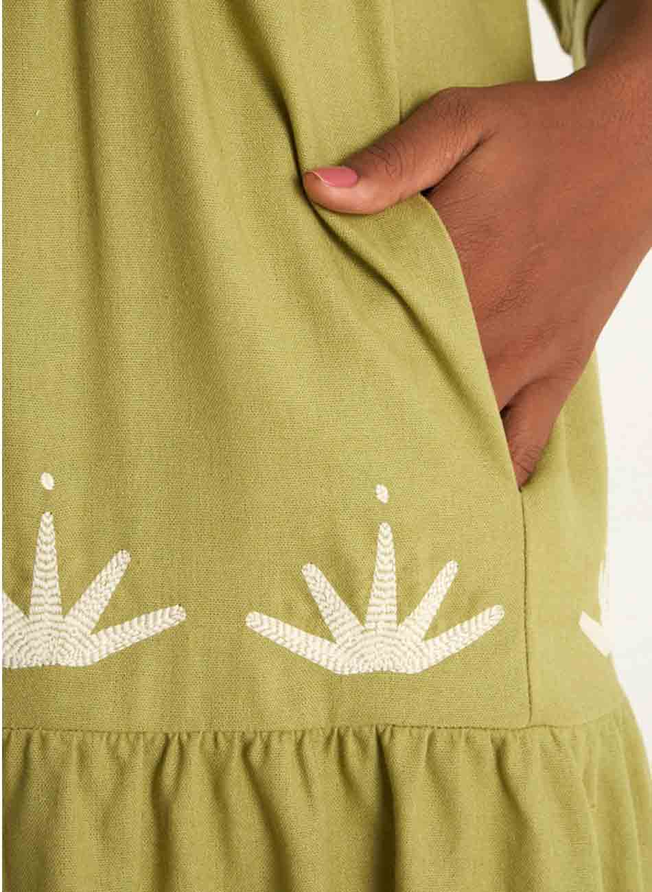 Vestido Amplo Linho Bordado Cant�o - Foto 6