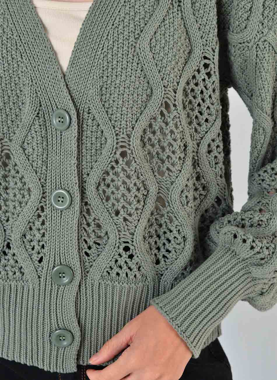 Casaqueto Bot�es Verde Malhas Gida - Foto 3