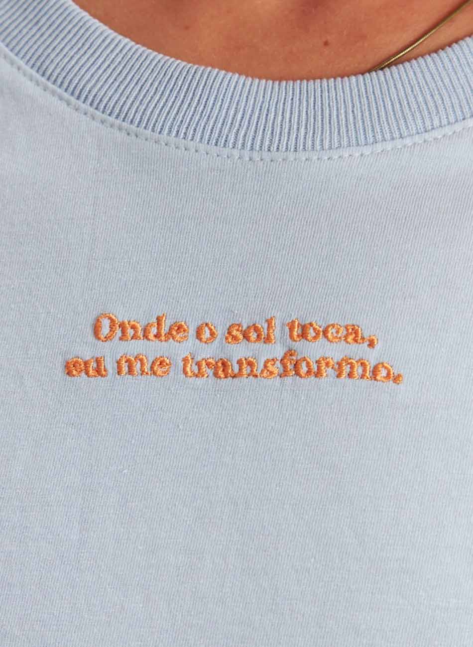 T-shirt Bordada Azul Claro Cant�o - Foto 2