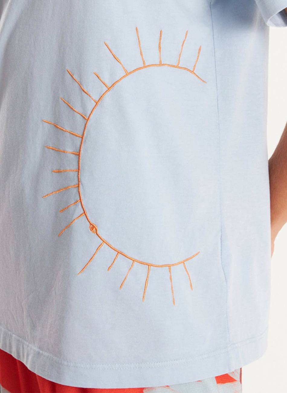 T-shirt Bordada Azul Claro Cant�o - Foto 3