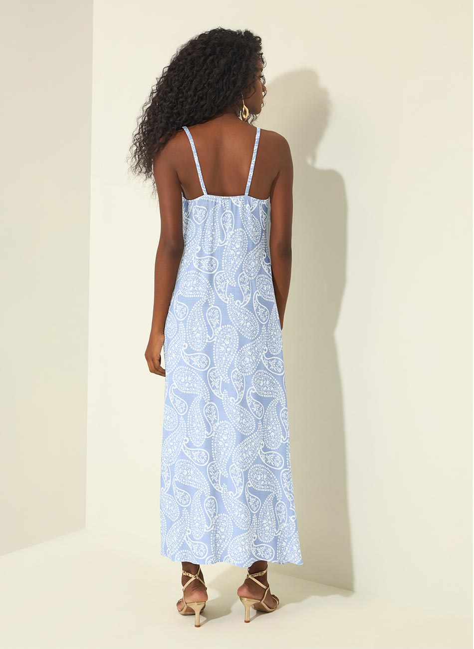 Vestido Ch� Estampado Azul De Lez a Lez - Foto 3