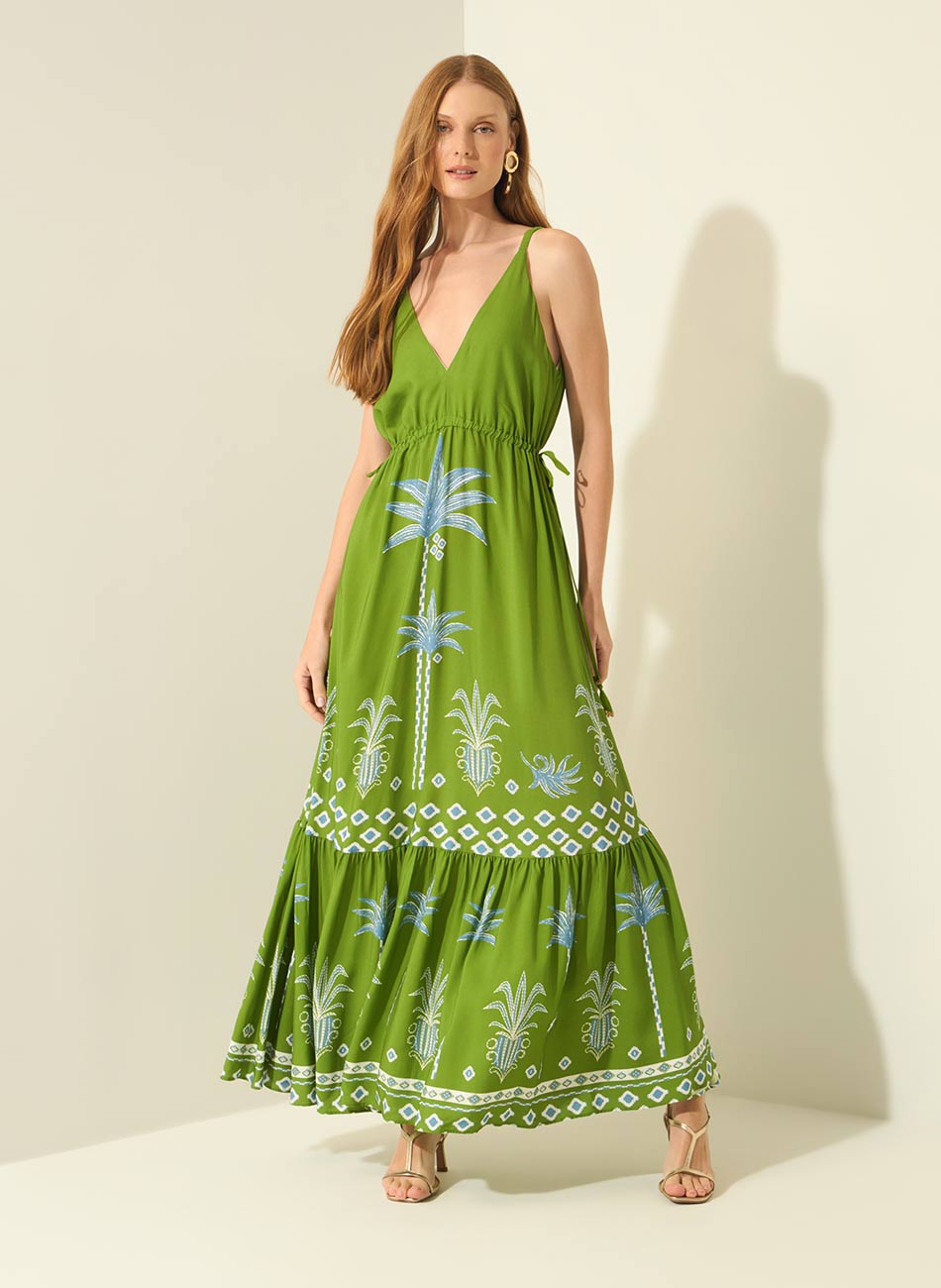Vestido Longo Estampado Al�as Lez a Lez - Foto 1