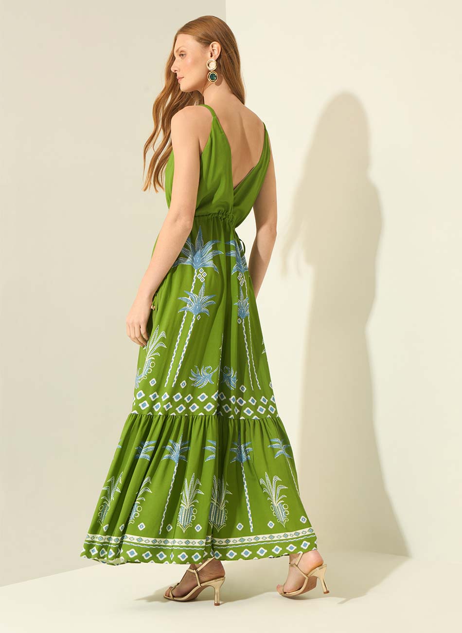 Vestido Longo Estampado Alças Lez a Lez - Pole Modas