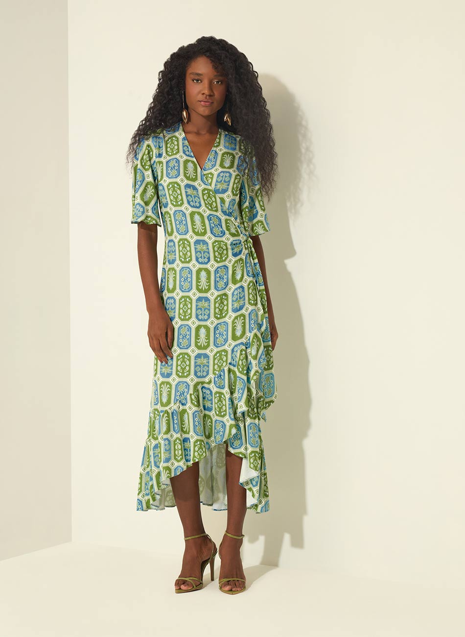 Vestido Estampado Transpassado Lez a Lez - Foto 1