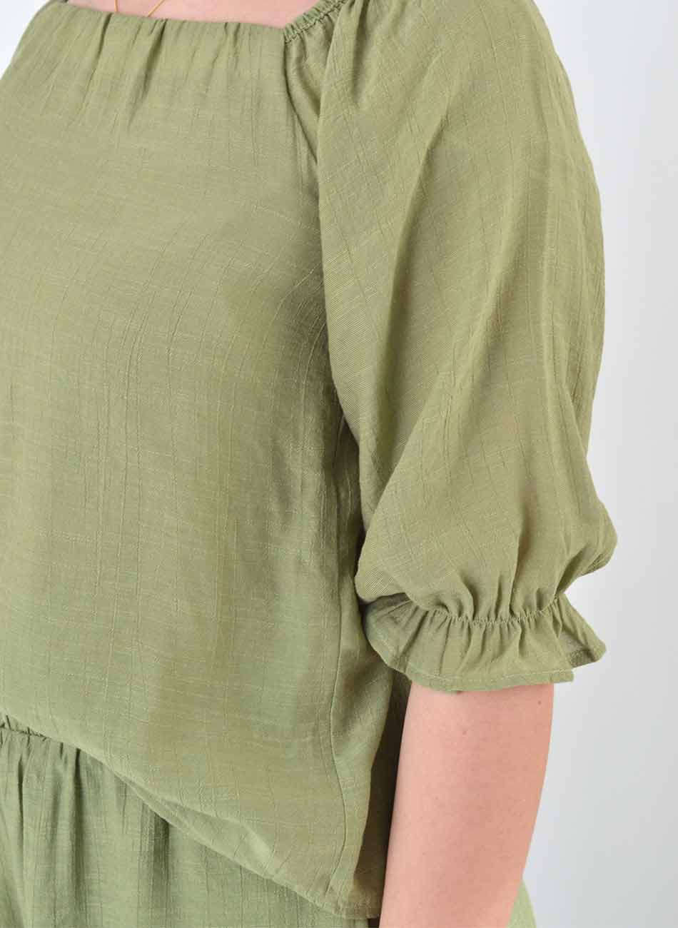Conjunto Shantung Verde Gatos e Atos - Foto 3