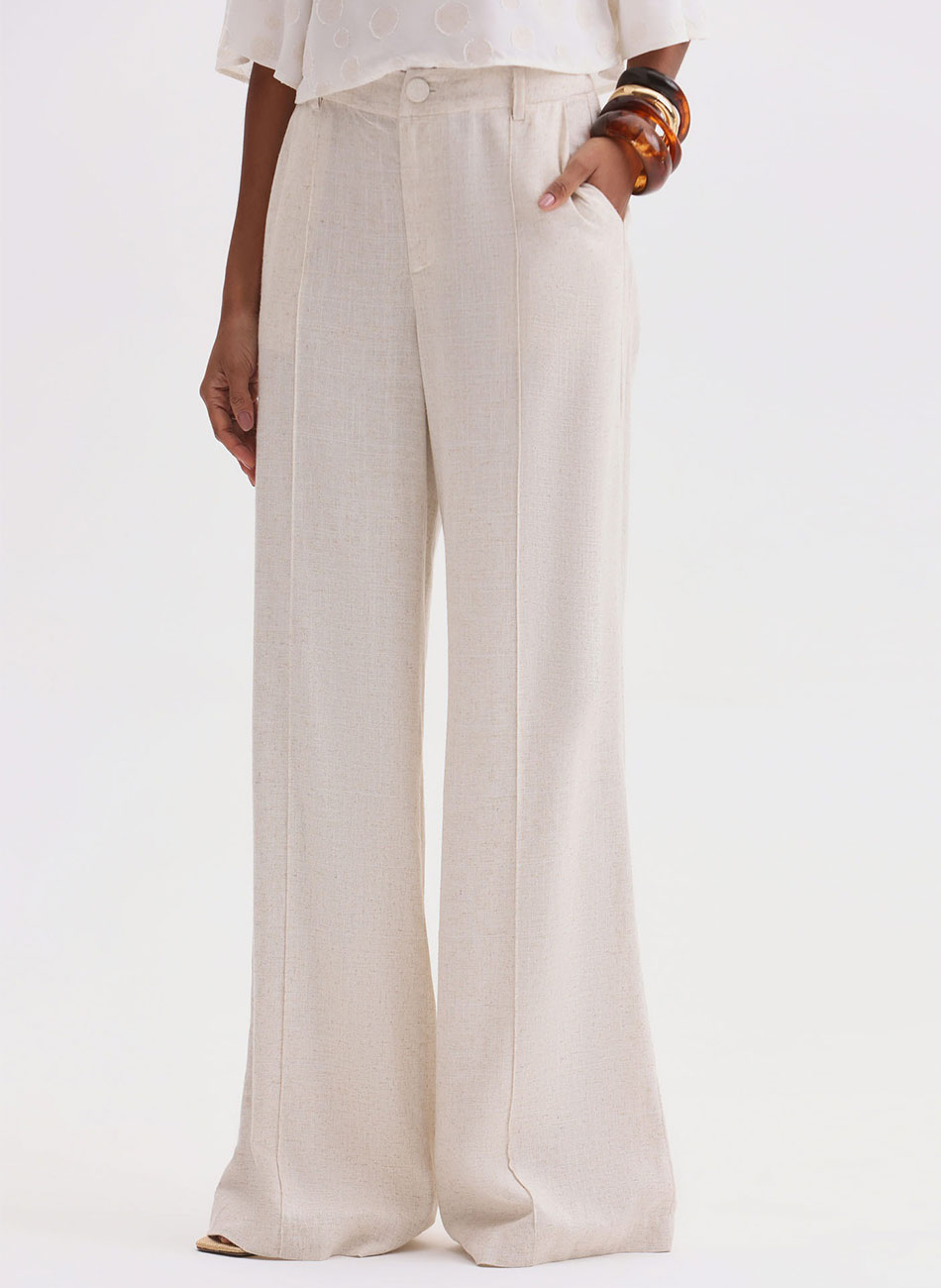 Cal�a Pantalona Linho Flor de Lis - Foto 1