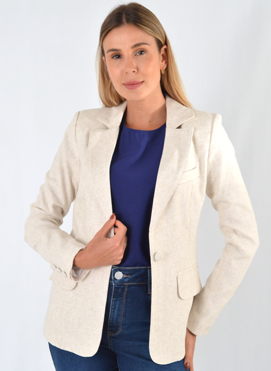 Blazer em Linho Cor Petra Natural Trappiche - Foto 1