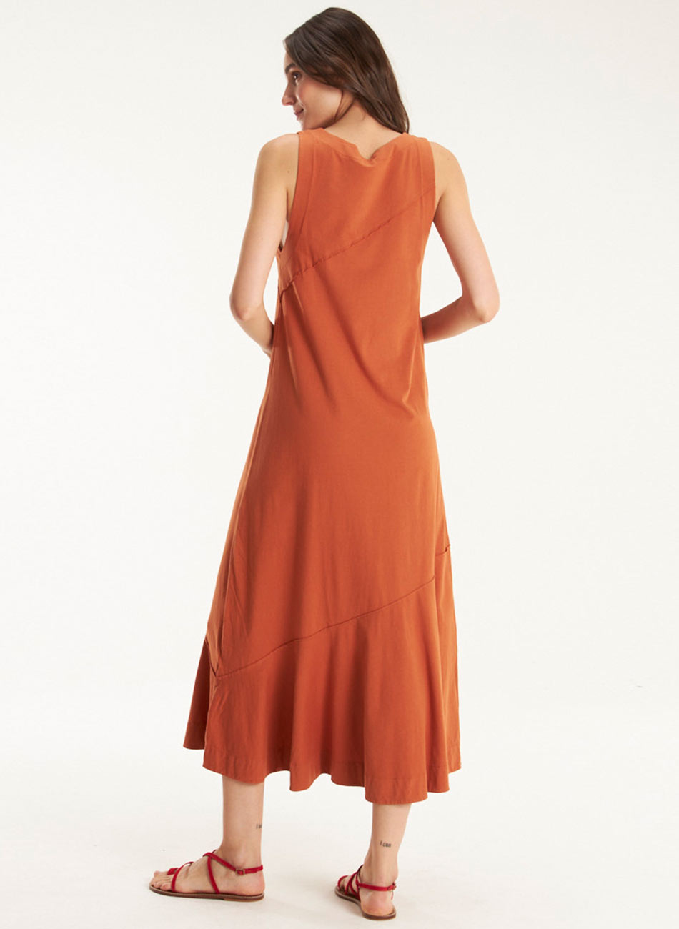 Vestido Regata Recortes Terracota Cant�o - Foto 3