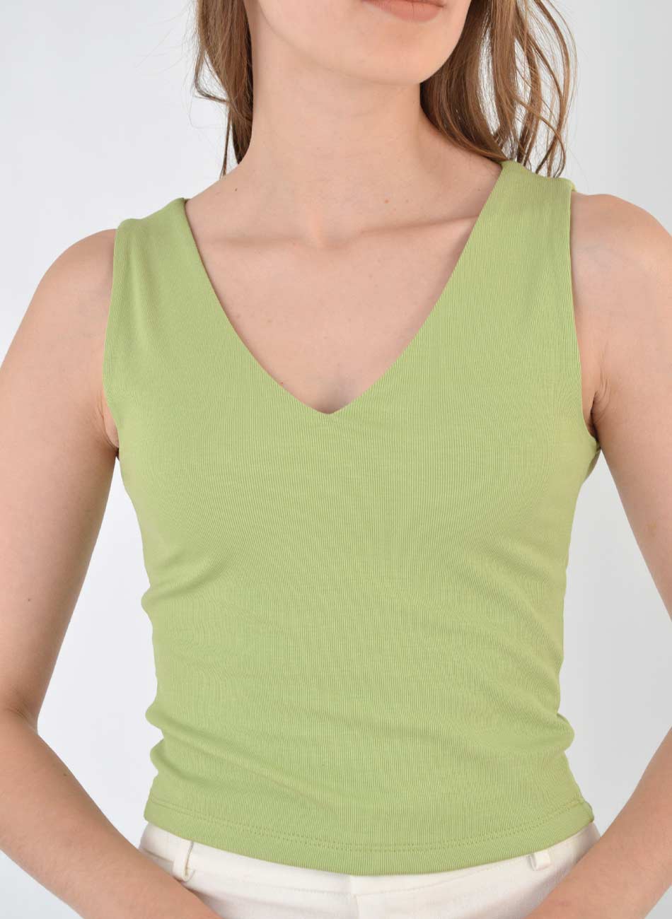 Regata Cropped Viscose Verde Coqueta - Foto 2