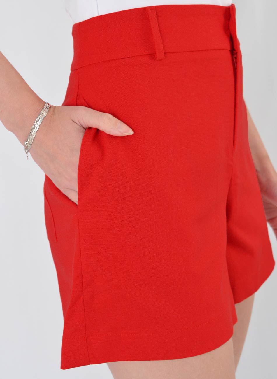 Shorts Viscolinho Loderro Vermelho - Foto 3