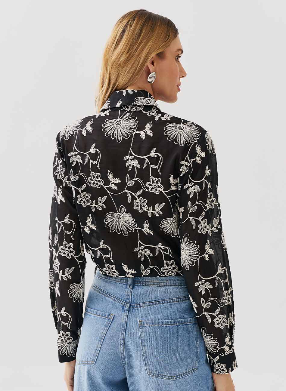 Camisa Bordada Preta Innocence - Foto 3