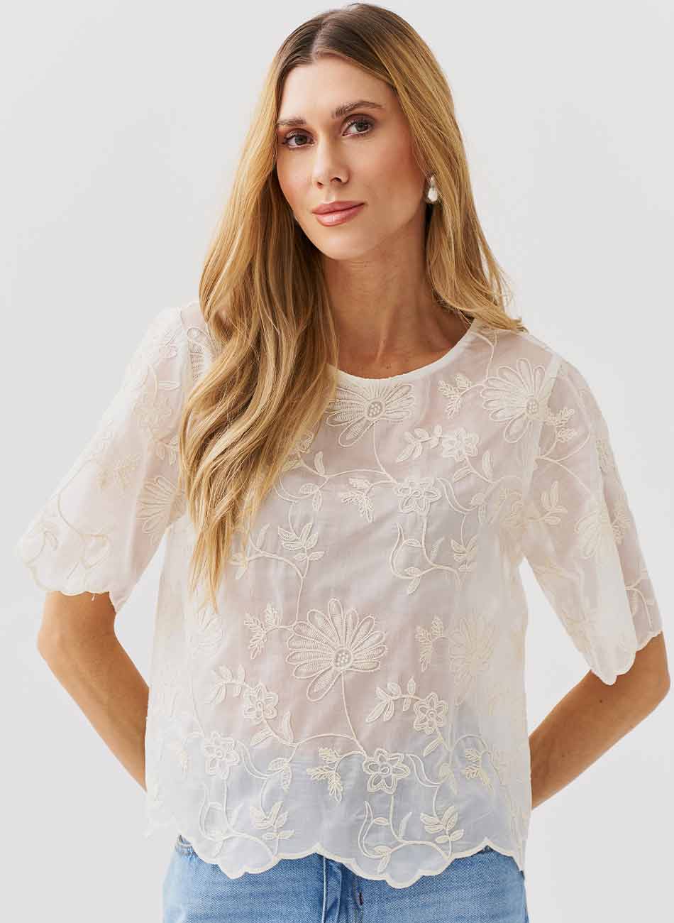 Blusa Bordada Off White Innocence - Foto 2