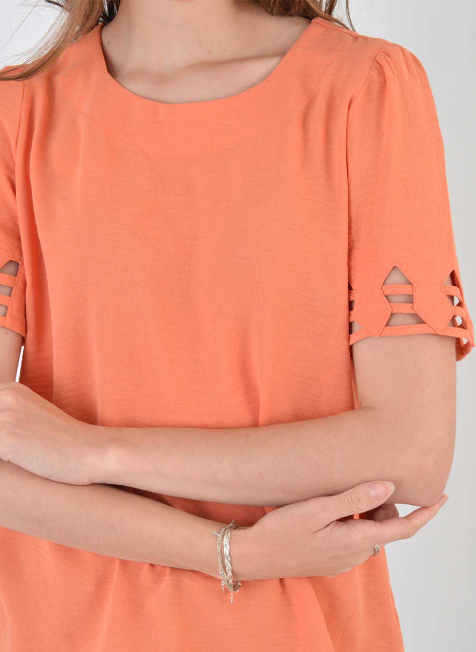 Blusa Detalhe Manga Mosaique Salm�o - Foto 2