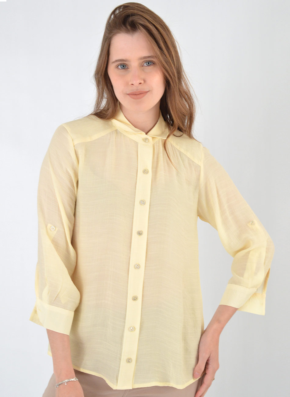 Camisa Crepe de Viscose Amarela Citt� - Foto 1
