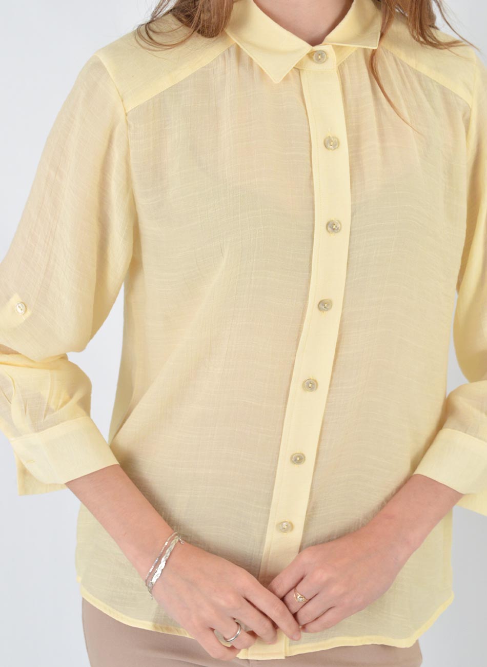 Camisa Crepe de Viscose Amarela Citt� - Foto 2