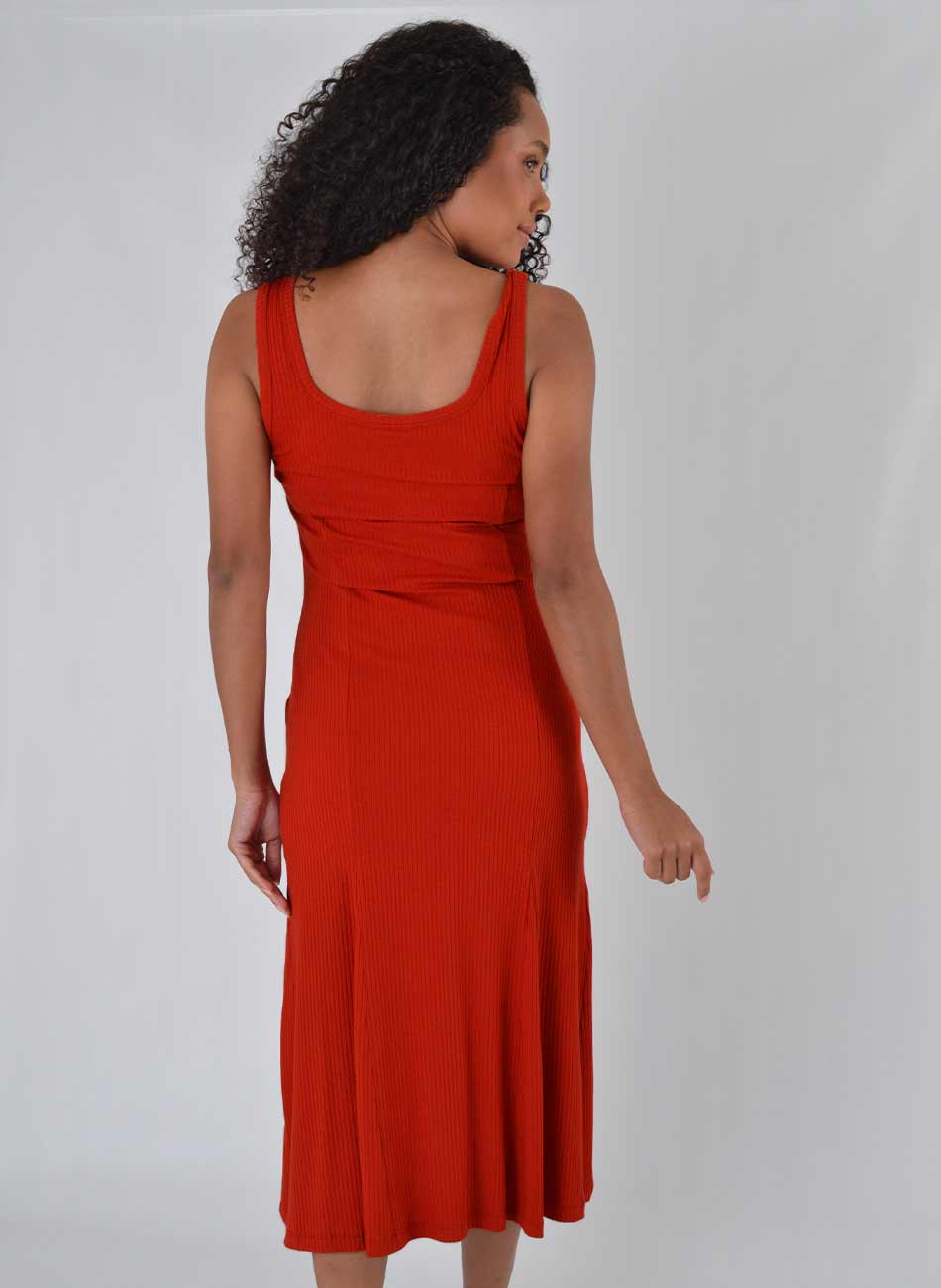 Vestido Vermelho Canelado Gatos e Atos  - Foto 3